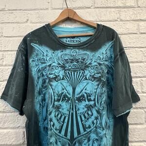 Helix Y2K XXL Grunge Goth Mens Graphic V-Neck‎ T-Shirt